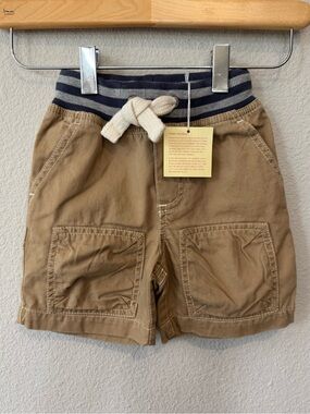 NWT Mini Boden 1.5Y Kids Khaki Pull-On Drawstring Shorts